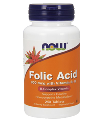 NOW Folic Acid (800mcg) + B-12 (25mcg)